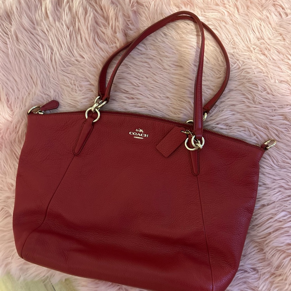 Coach Cherry Red Leather Tote